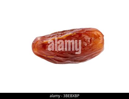 Dried dates fruits isolated on white background.  Tasty date fruit close-up. Stock Photo