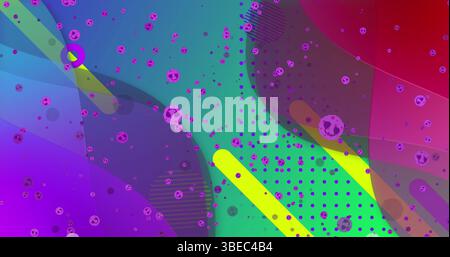 Image of pink cells over colorful background with geometrical shapes Stock Photo