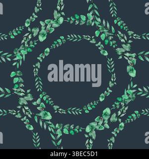 Seamless pattern of simple botanical elements. Watercolor Twig of ...