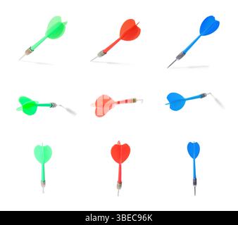 Darts in different colors on white background, set Stock Photo