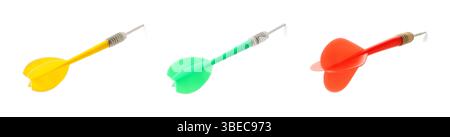Darts in different colors on white background, set Stock Photo