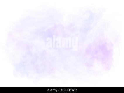 Vibrant purple watercolor stain with smoky, misty effects. Soft, pale brushstroke spot on transparent background, artistic wallpaper element Stock Photo