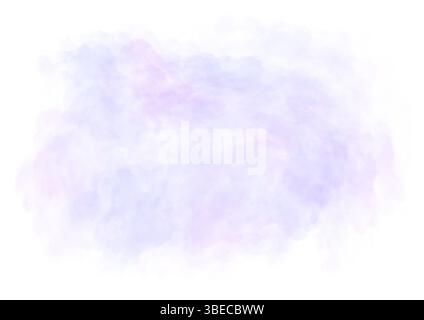 Soft blur purple aquarelle spot, fluffy clouds, fog, smoky. Abstract vibrant smooth fluid paint blot with pastel shades on transparent background. Stock Photo