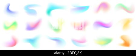 Colorful blurry gradient shapes, abstract light fluid mesh, soft colors in various forms. Stock Vector