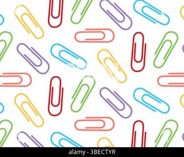 Pattern of multicolored paper clips. Vector illustration. Stock Vector
