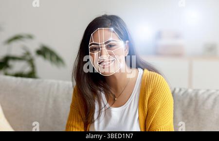 Modern facial recognition technology enhances identification in everyday life Stock Photo