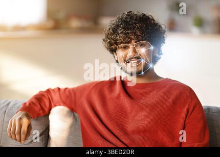 Modern facial recognition technology enhances identification in daily life Stock Photo