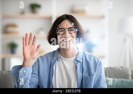 Modern facial recognition technology enhances personal identification process Stock Photo