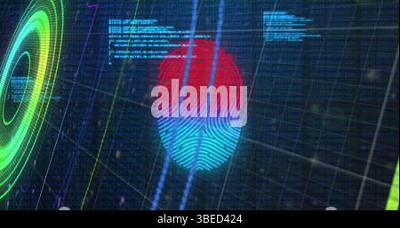 Image of data processing over black background Stock Photo
