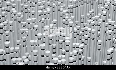 Abstract white cylinders with goldsilver. tech sci fi minimal white background. 3d render of big data. technology concept. futuristic . High quality 3 Stock Photo