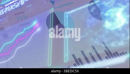 Digital interface with data processing against statistical data processing Stock Photo