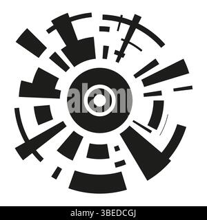 Digital circle icon. Futuristic radar shape. Center target figure. Abstract vector ring. Stock Vector
