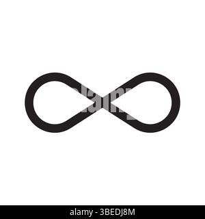 Infinity symbol icon. Endless black shape. Minimal curved loop. Vector timeless element. Stock Vector