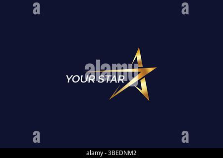 Abstract Star Gold Logo Concept for Celebrities, Award, Education, Achievement Luxury Brand Identity Stock Vector