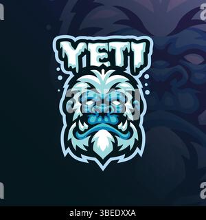 Yeti mascot logo with modern illustration concept style for badge, emblem and t shirt printing. Yeti head illustration. Stock Vector
