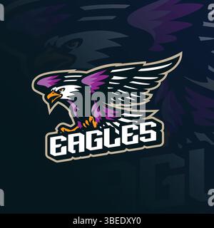 Eagle mascot logo with modern illustration concept style for badge, emblem and t shirt printing. Eagle illustration for sport team. Stock Vector