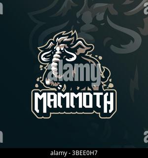 Mammoth mascot logo with modern illustration concept style for badge, emblem and t shirt printing. Mammoth illustration for sport team. Stock Vector