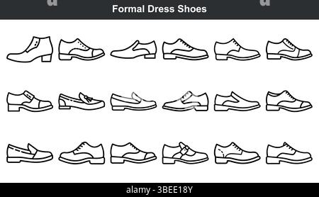 Formal men dress shoes collection stylish footwear Stock Vector