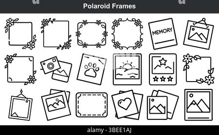 Cute polaroid frames floral design elements Stock Vector