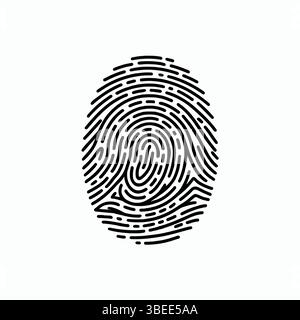 High-contrast fingerprint graphic in black lines for identity verification, security, and forensic visuals Stock Vector