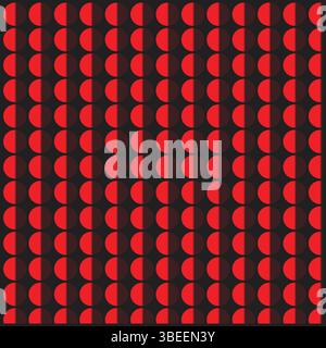Repeating red half circles geometric pattern on a black background vector graphic Stock Vector