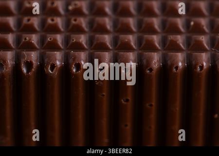 Close up chocolate bar texture background. Macro shot chocolate bars Stock Photo