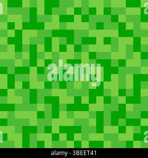 Pixel grass seamless pattern. Pixelart computer block texture. Digital green grass pattern. Game style squared background. Vector illustration Stock Vector