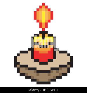 Candle flame in pixel art Stock Vector