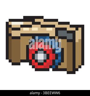 Camera in pixel art style Stock Vector