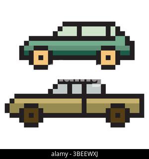 Car with pixel art style Stock Vector