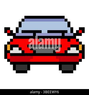 Front view of red car with pixel art Stock Vector