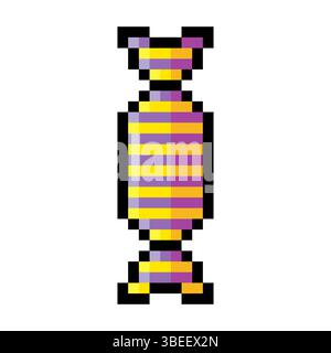 Cute colorful candy in pixel art style Stock Vector