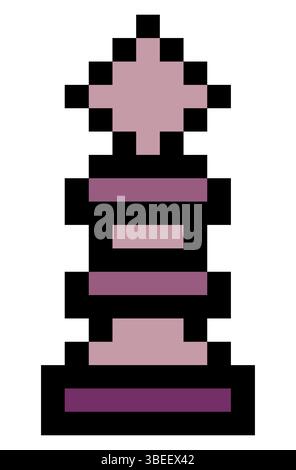 Bishop chess piece in pixel art style Stock Vector