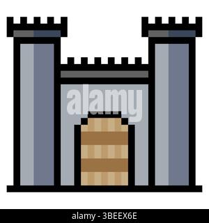 Medieval fortress castle with pixel art Stock Vector