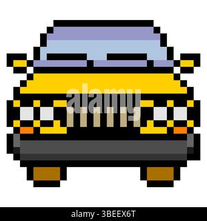 Car front view with pixel art Stock Vector