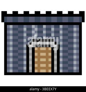 Castle fortress with pixel art Stock Vector