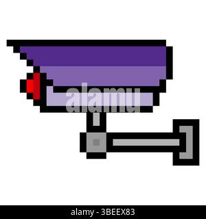 CCTV surveillance camera in pixel art style Stock Vector