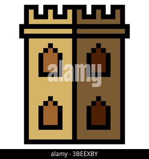 Castle fortress with pixel art isolated on white background Stock Vector