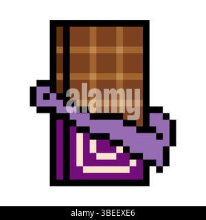 Chocolate bar food in pixel art style Stock Vector
