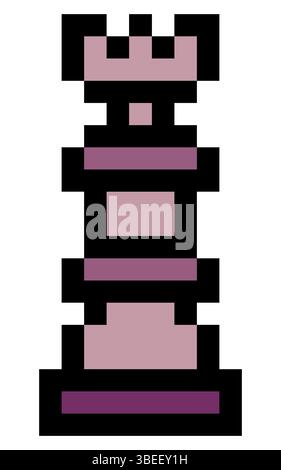 Queen chess piece in pixel art style Stock Vector