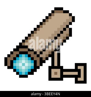 Surveillance camera in pixel art style Stock Vector
