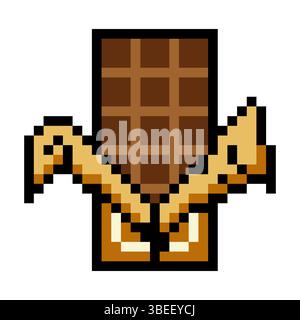 Chocolate bar food in pixel art Stock Vector
