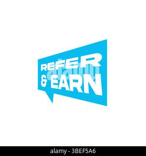 Refer and Earn Badge Vector | Referral Program Icon on White Background Stock Vector