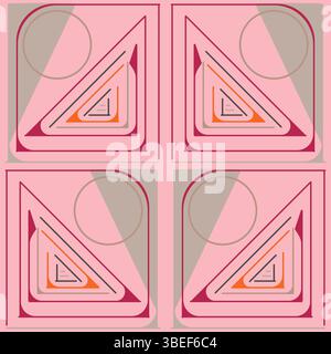 This vector artwork features a repeating pattern of four identical designs, each showcasing a minimalist geometric composition. The design includes a Stock Vector