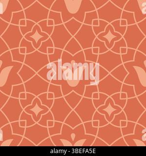 Oriental line floral seamless pattern. Simple turkish tulips vector ornament, background for fabric, banner. Stock Vector