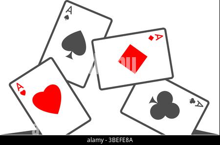 Scattered playing cards vector icon, minimal flat design Stock Vector