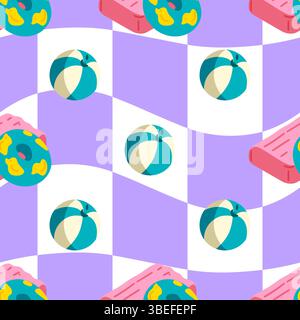 Playful Pool Toy Seamless Pattern Stock Vector