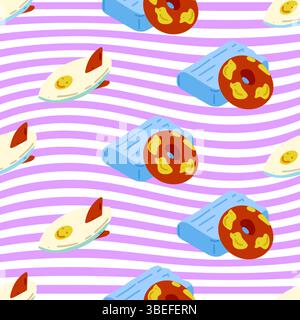 Summer Inflatable Pool Toy Pattern Stock Vector