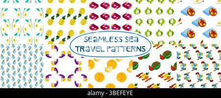 Summer Seamless Sea Pattern Pack Stock Vector