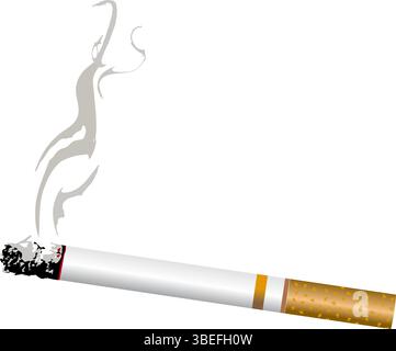 Lit Cigarette with Smoke - Smoking and Tobacco Graphic Stock Vector